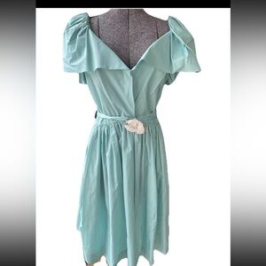 Saulino for‎ Carrie Couture turquoise taffeta dress-1980s-prom-flashback vintage
